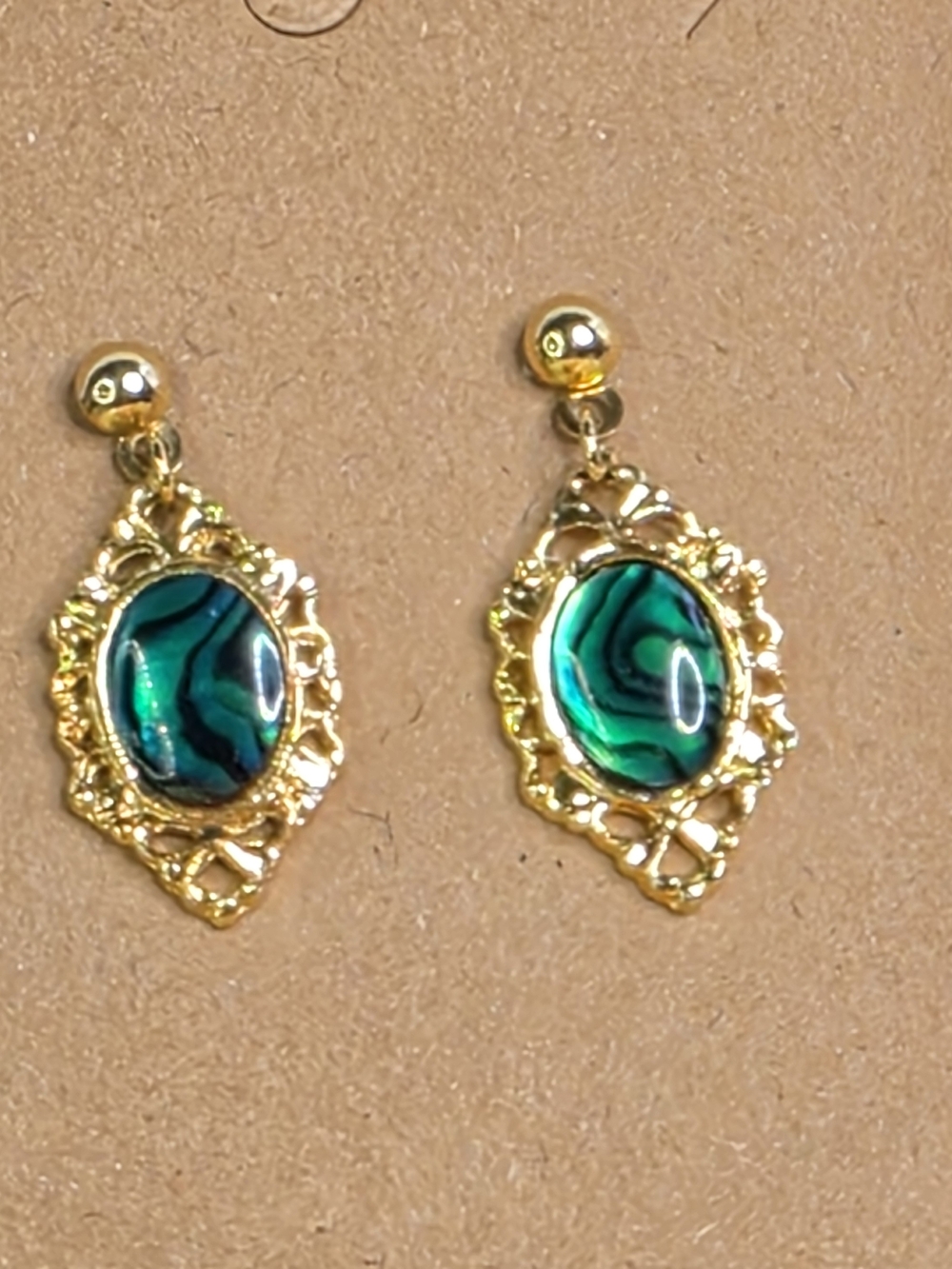 Final Offer-1928 Gold-Tone Drop Earrings with Green Malachite-Style Stones